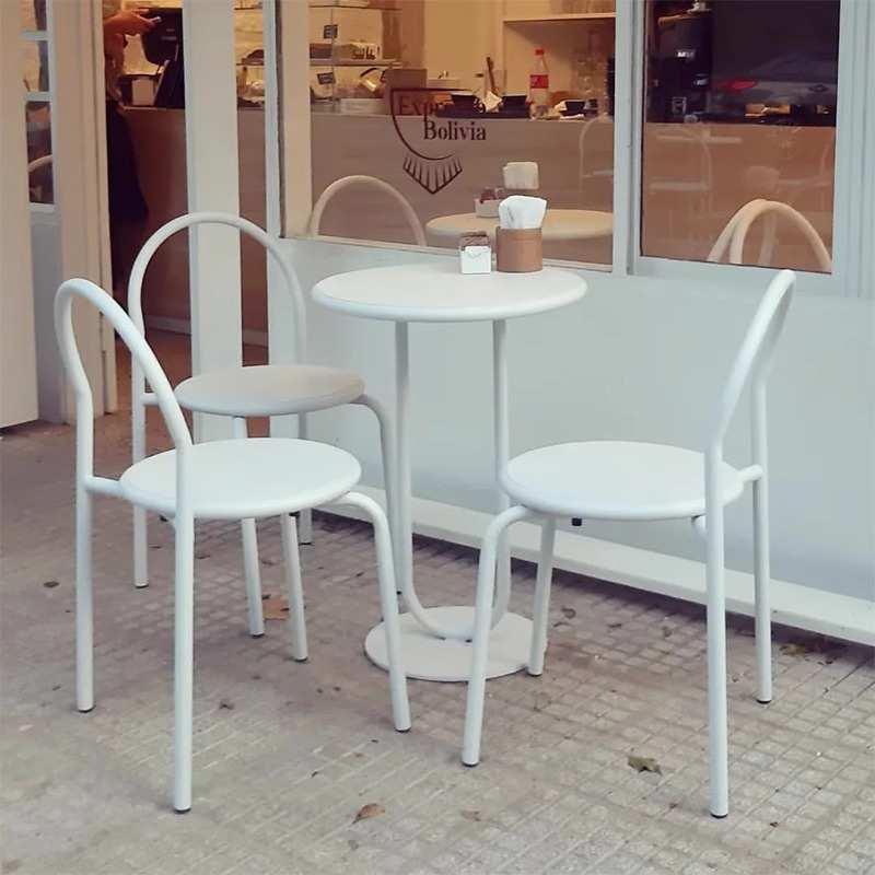 户外桌椅彩色露天庭院奶茶店咖啡厅桌椅简约休闲奶油风桌椅组合