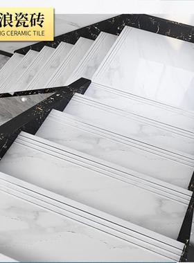 金通体大式理石楼梯瓷砖梯级砖梯一体金丝66008釉楼砖踏步砖镀台