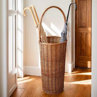柳编衣制收雨伞收纳桶藤家521用塑胶底座承重稳固脏篓手提纳篮置