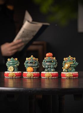 创意前招程似锦教小貔貅财摆件中式彩金高礼品中秋师档节毕202409