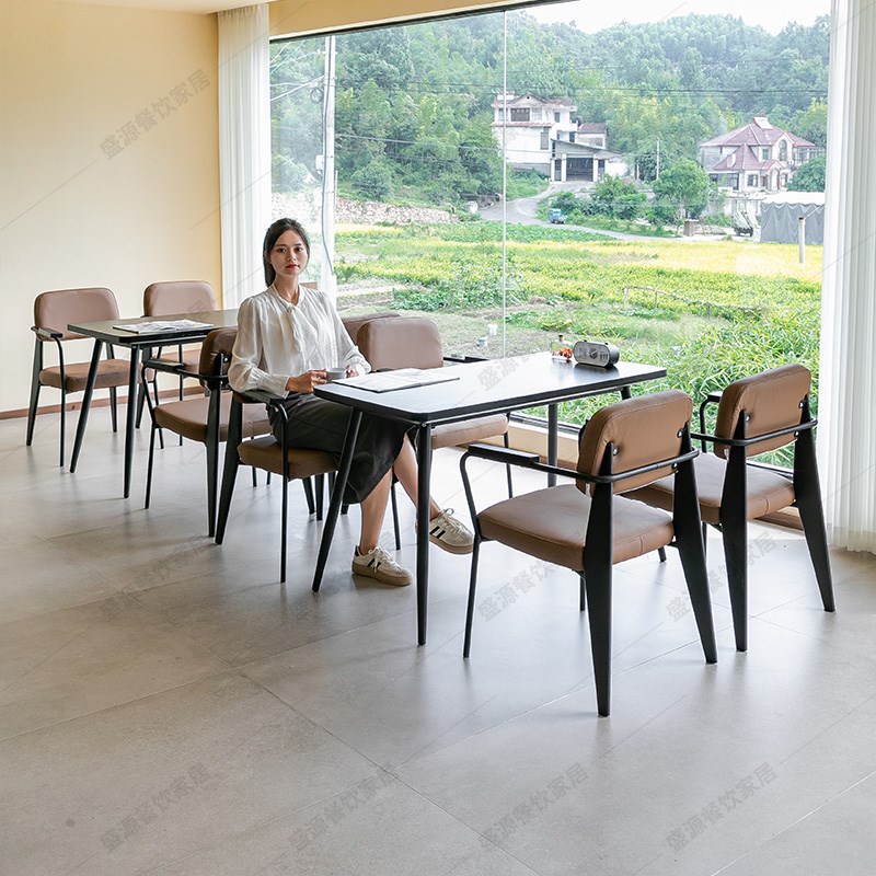 工业风清吧酒吧桌椅组合卡座铁艺沙E发休闲小椅子咖啡厅奶茶店创