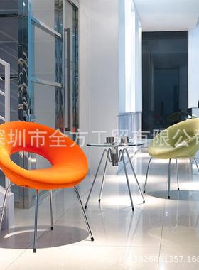 轻奢绒布椅艺椅子简约餐现代椅网红椅QF-B119子休闲布餐桌子