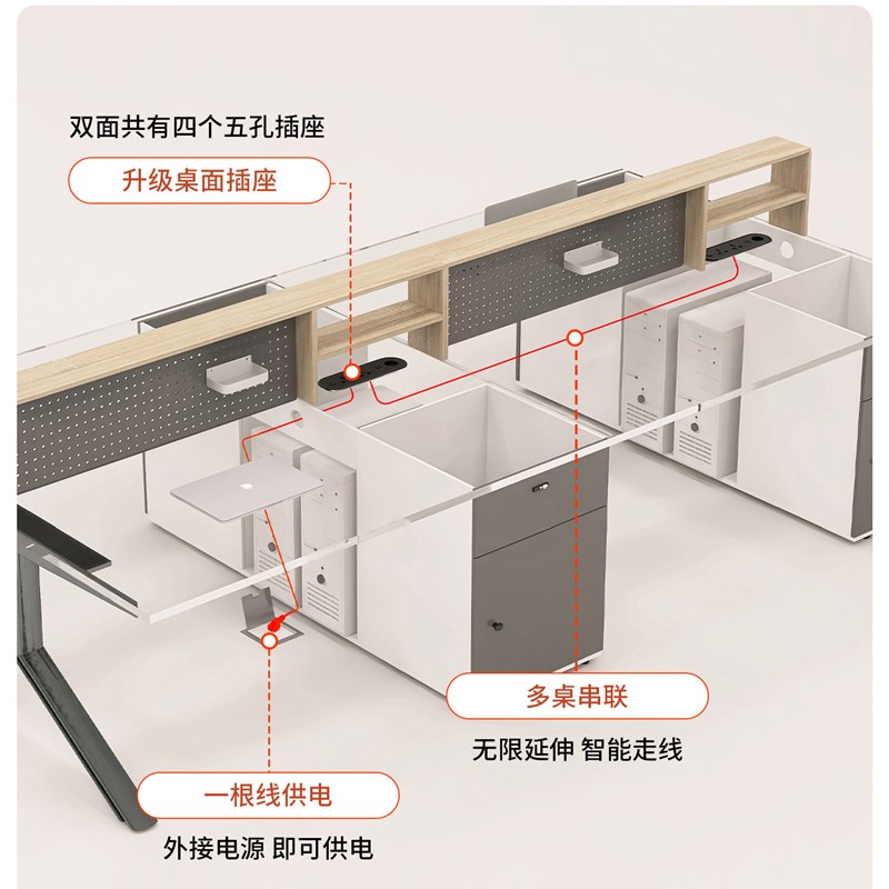 职员办公桌椅组合简约现代4/6人位洞洞板屏风P员工位多人位创意桌