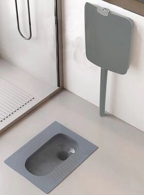 大尺寸灰色蹲便器家用卫生间陶瓷蹲坑防臭大便池U蹲厕冲水箱套装