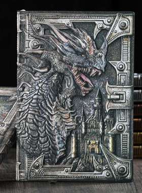 A5 Notebook Dragon Embossed Retro Hardcover Leather 10