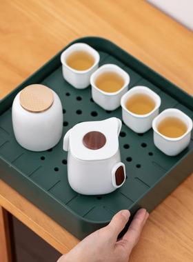 旅户外便携式行功30117夫茶具套装用奢手抓壶家干泡茶盘陶轻瓷茶