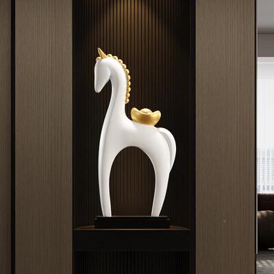 招马现代简竖约艺术马上有钱迁大号高入户玄关电视柜装饰乔财NZE