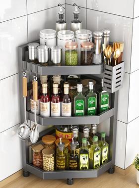 枪灰不锈钢厨房置物架CF201115调品料架功台面放调味瓶三角角多能