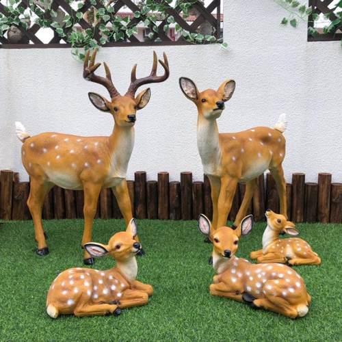 花园装饰庭院户外园林动物装饰品树脂玻璃钢彷真梅花鹿雕塑摆件