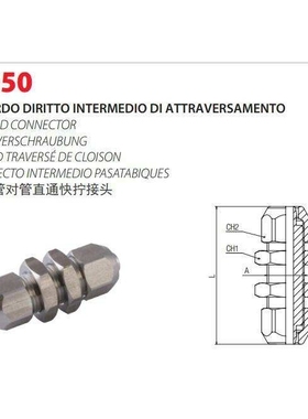 意大利安耐AIGNEP不锈钢食品级接头穿板 管对管直通快拧接头61050