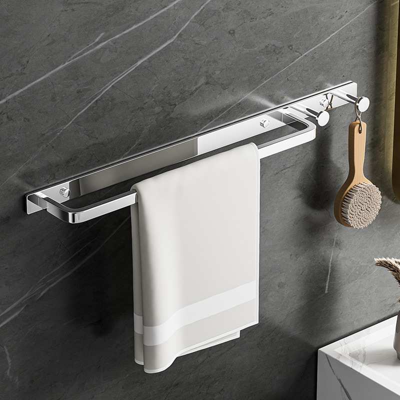 304不锈钢毛巾杆毛巾架卫生间挂杆浴室免打孔单杆毛巾架单钩