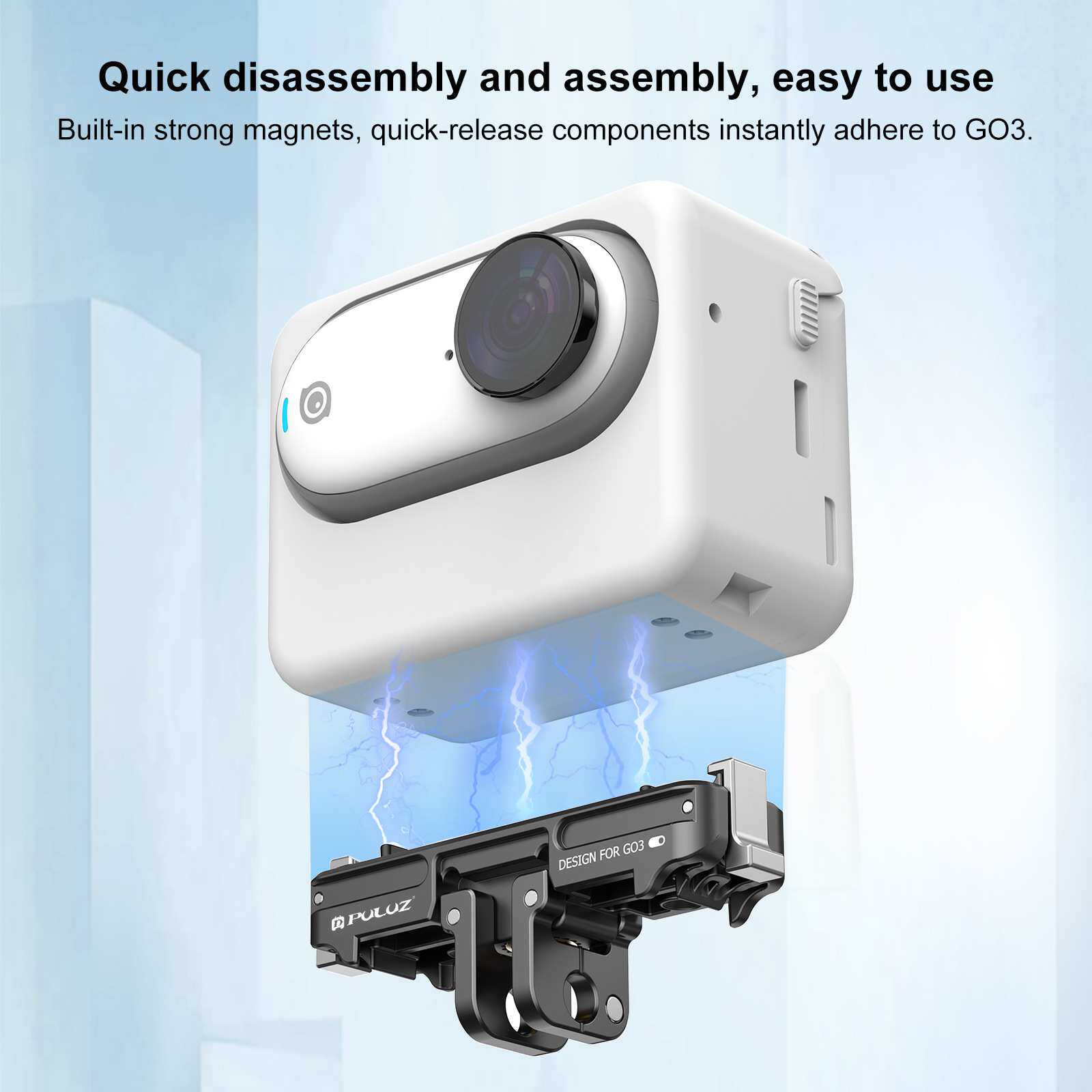 PULUZ胖牛适用Insta360GO3/3S相机磁吸快拆底座支架运动相机配件