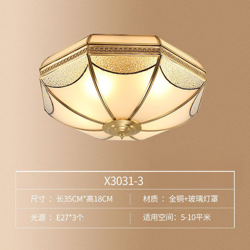 通莹家居全铜美式玄关灯欧式卧室门厅走廊灯 简约过道楼梯吸顶灯