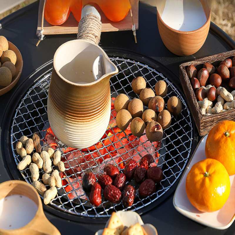 围炉煮茶桌子户外烧烤炉烤肉架家用烤火炉套装2024新款防生锈便捷