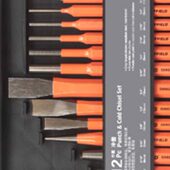 S080004 圆锥冲尖凿组套 钢盾工具 石工凿圆柱冲 12件冲凿系列