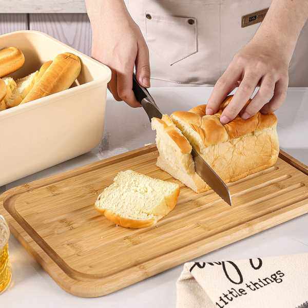 家用面包盒带竹盖面包吐司糕点存储盒户外塑料收纳盒方形