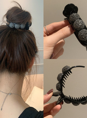 高级感发夹马尾抓夹丸子头气质蝴蝶结大号发卡网红鲨鱼夹头饰