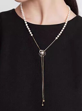 新款山茶花毛衣项链女性感