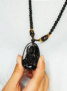 2025经典升级款黑耀石十二生肖守护神精品百搭吊坠挂饰项链情侣款
