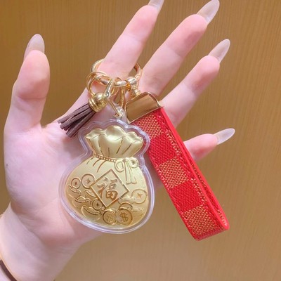 水贝足金999福袋挂件黄金福袋挂件钥匙扣挂件送女友老婆生日礼物