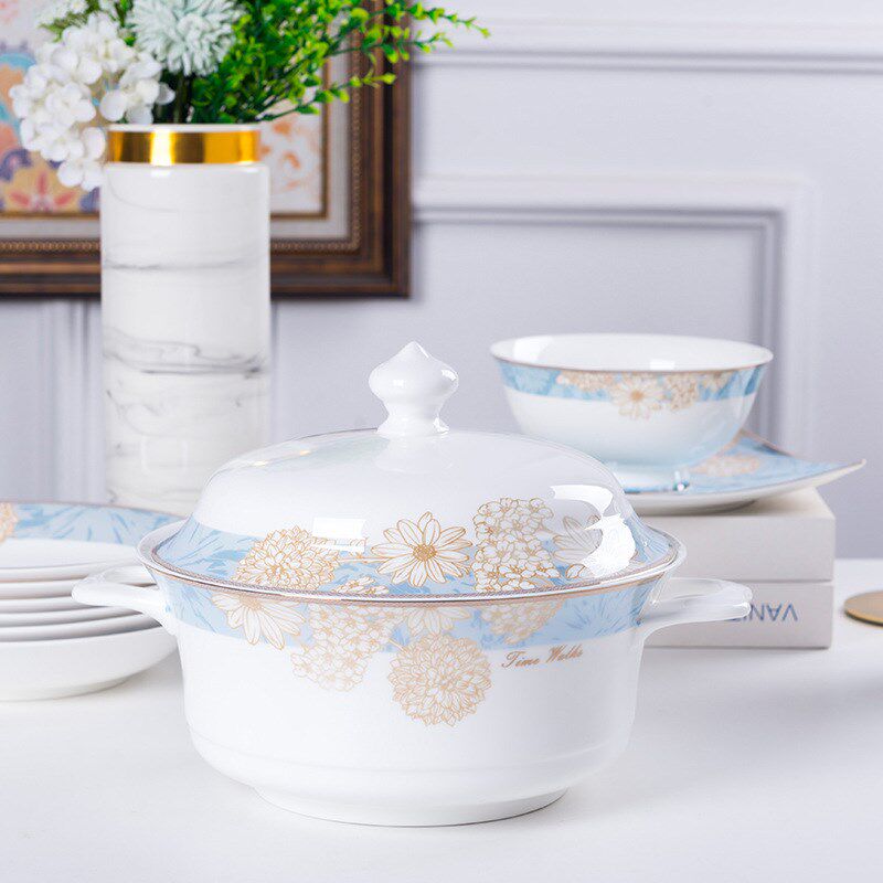 碗碟套装家用餐具碗盘吃饭 勺子组合创意骨瓷小清新简约韩式餐具