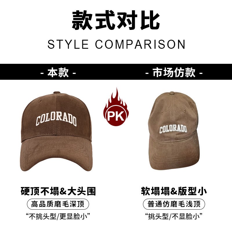 帽子女2023新款深顶大头v围棒球帽春秋款显脸小刺绣鸭舌帽子男士