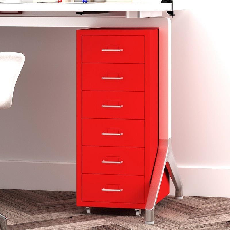 桌下抽屉铁皮文件柜五斗带轮x储物夹缝矮柜柜床头可移动收纳置物