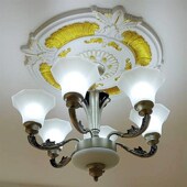 PU灯盘灯池天花板造型吊顶装 雕花底座吊灯灯座 饰非石膏线圆形法式