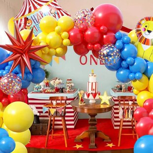马戏团主题气球花环爆炸星表演舞台气球链套装生日派对布置