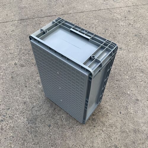 蓝色标准汽车零配件箱 600-230物流箱 可带平盖欧标汽配工具胶箱