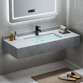 岩板一体台盆浴室柜组合洗脸池壁挂式 洗手台大理石洗漱台悬空