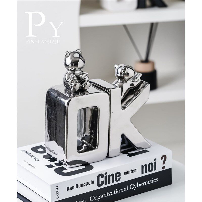 【】创意字母书立书档摆件现代轻奢酒柜摆件客厅电视