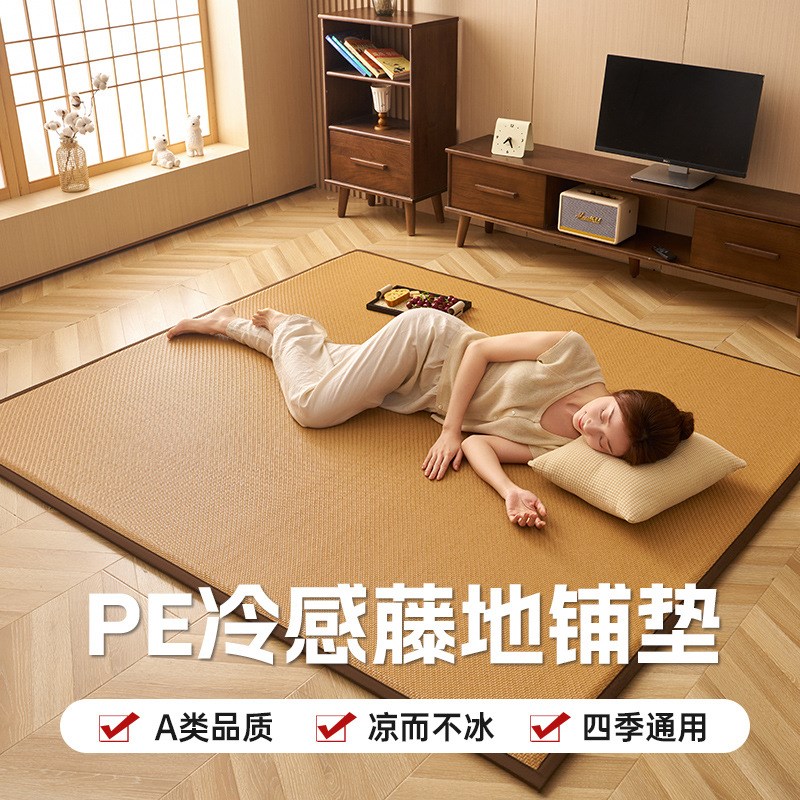 夏季加厚款PE冰藤凉席新款母婴夹棉凉感床垫学生宿舍午睡垫地铺垫
