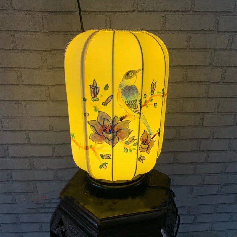 新中式酒店茶楼走廊过道装饰灯笼布艺灯笼餐厅吊灯手绘布艺灯笼