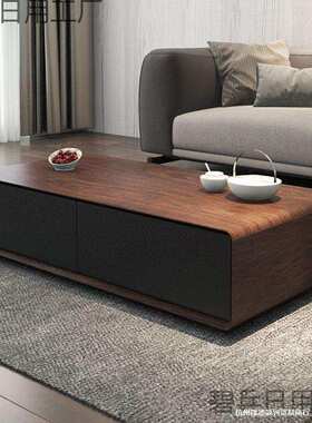 现代简约茶几 北欧大小户型茶几家用客厅创意储物黑灰色茶桌