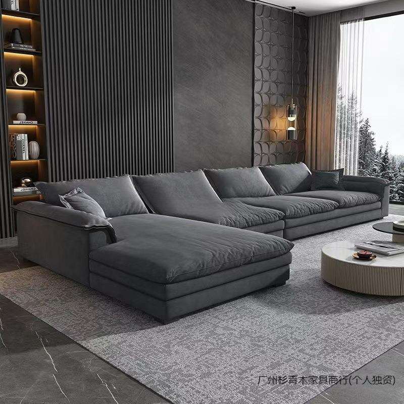 新款北欧风布艺沙发客厅高级贵妃L型沙发超宽大户型意式网红沙发