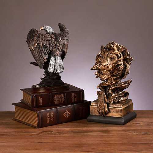 欧式复古老鹰摆件办公室桌面书柜酒柜装饰摆设大鹏展翅树脂工艺品