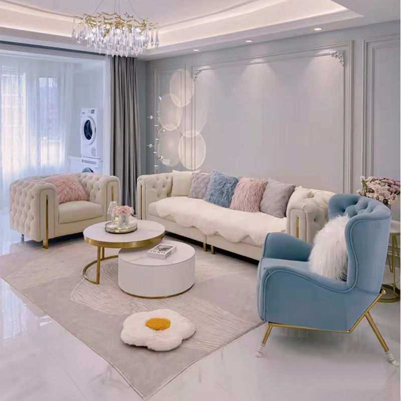 法式奶油风拉扣沙发现代简约轻奢布艺网红客厅小户型组合套装沙发