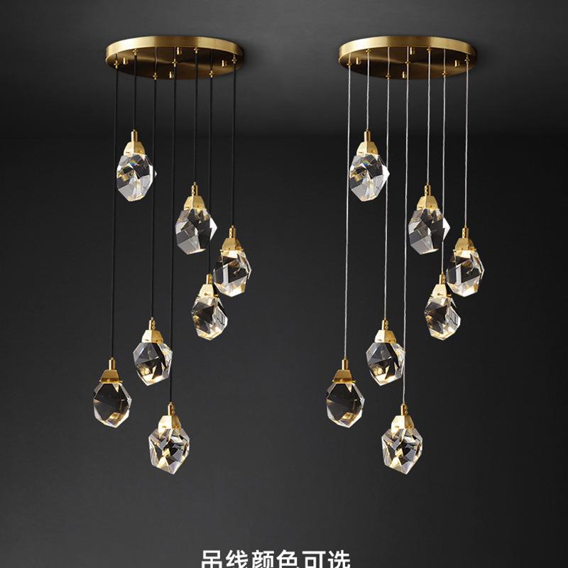 厂家北欧全铜轻奢旋转楼梯吊灯 复试楼高档住所餐厅挑高楼梯吊灯