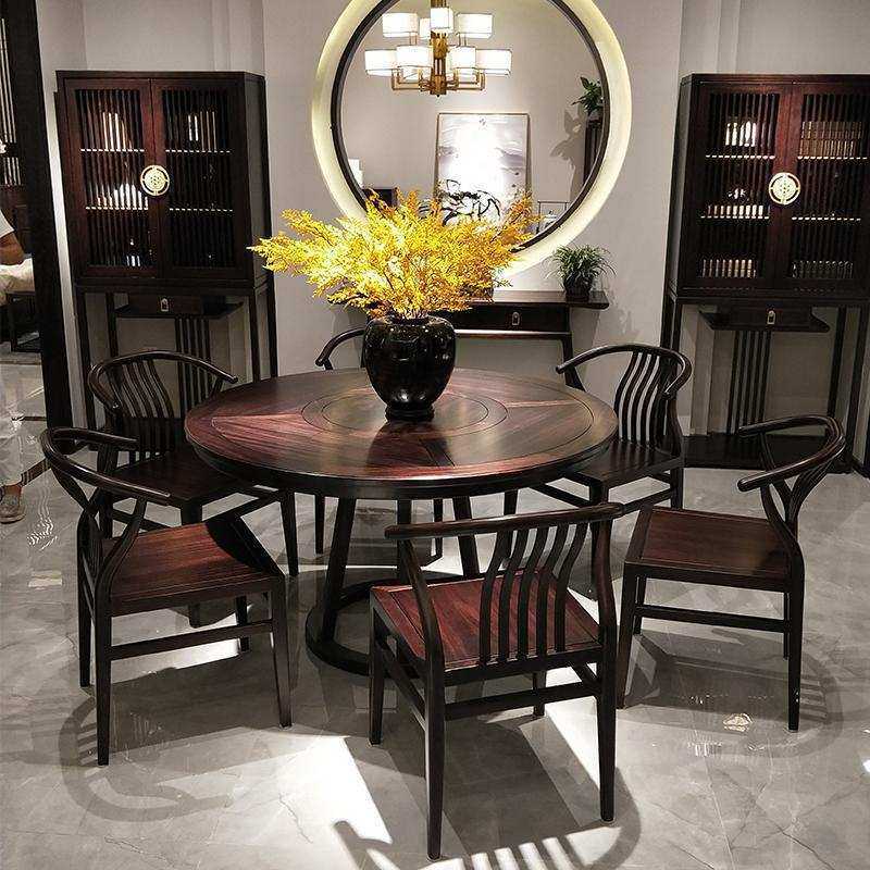 新中式实木餐桌简约中国风别墅客厅组合轻奢现代中式家具餐椅儿童