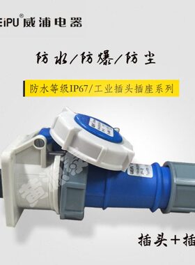 威浦航空工业插头插座16A3芯TYP171配TYP5602暗装直式防水插头座