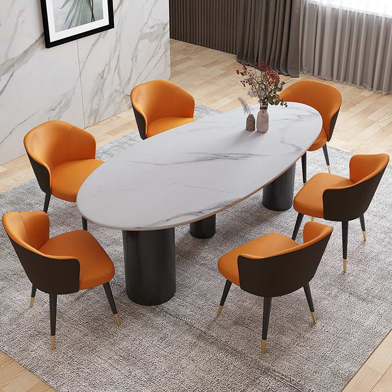 baxter极简约后现代异形餐桌奢石长方形设计师意式轻奢餐桌椅组合