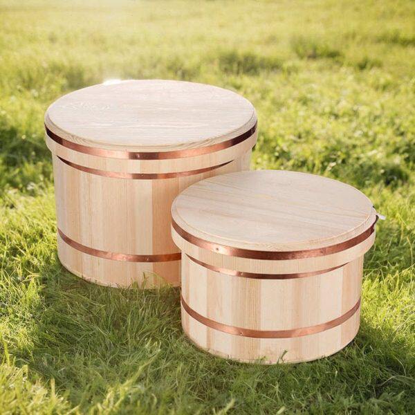 日式豪华带盖木桶金边寿司米饭拌饭木盆大容量超大商用保温储