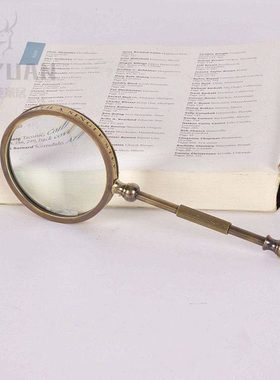 印度全铜复古高清放大镜老人阅读器便携式书房样板房软装饰品摆件