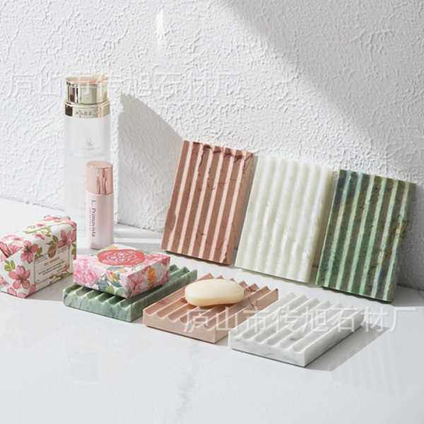 天然大理石台面沥水皂碟 防滑奢石香皂托 洗漱台洗衣池皂盒皂碟