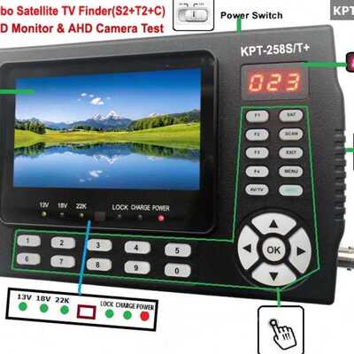 新款KPT-258S/T+ 同轴AHDCVITVI工程DVB-T2+C/S2地面清寻星仪