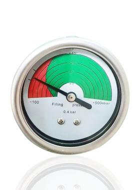 供应充气柜气压计轴向全钢SF6气压表YBF64Z/-100~500mbar工厂直供