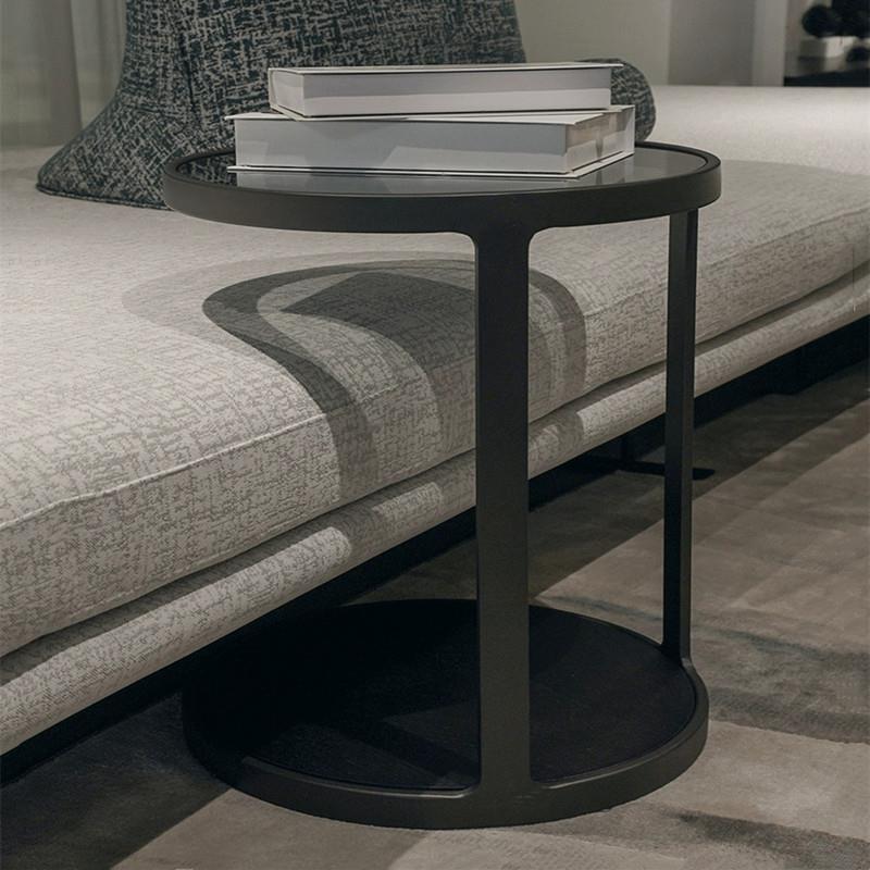 意式极简双层圆形不锈钢边几可移动小茶几简约沙发边桌子客厅家用