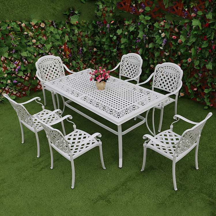 源头厂家 休闲庭院阳台创意铸铝桌椅 白色多款式精美休闲椅