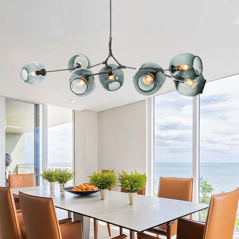 北欧风格灯具客厅吊灯现代简约餐厅灯卧室创意个性魔豆玻璃分子灯